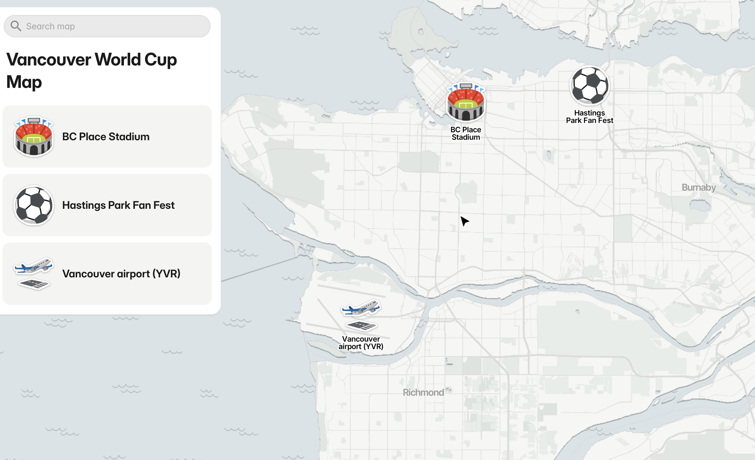 Vancouver Stadium Map